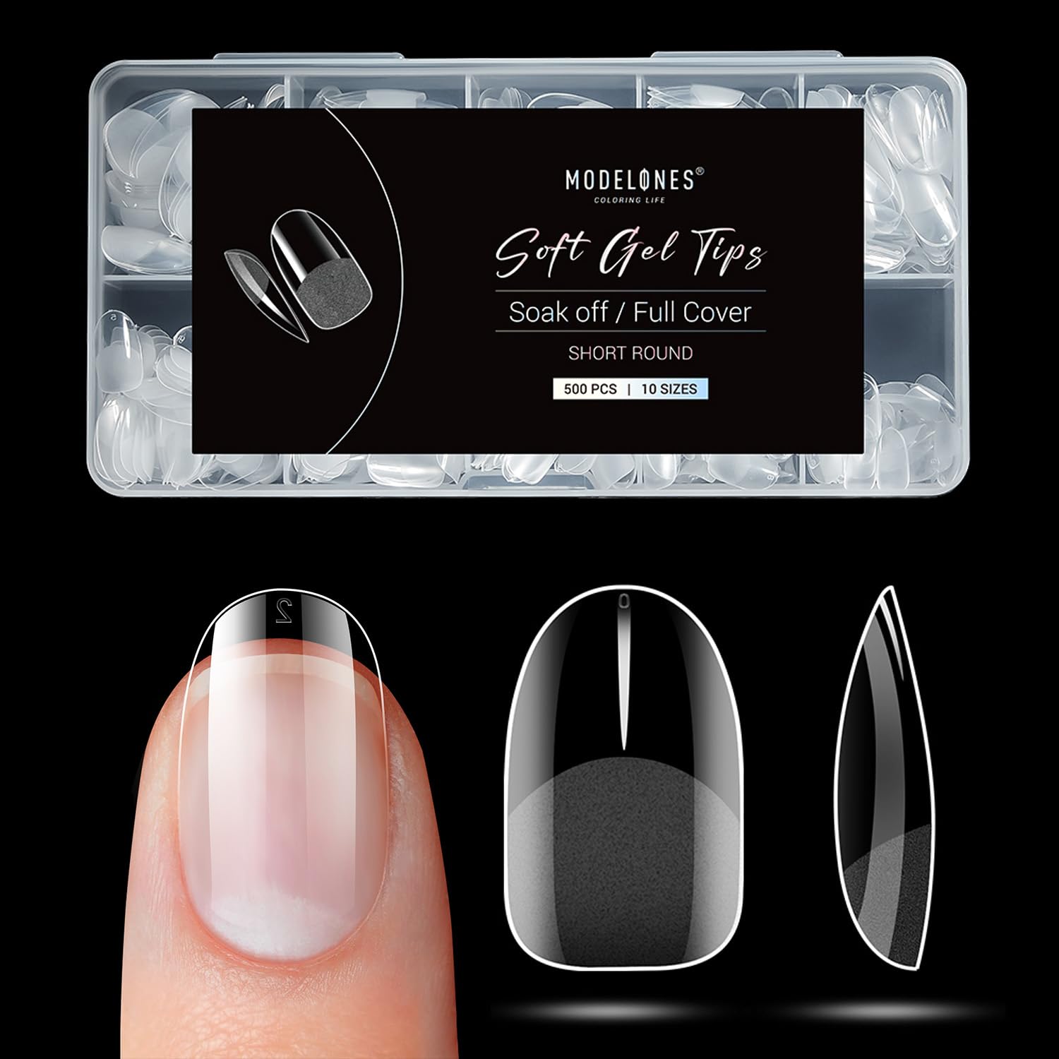 Modelones Short Oval Round Nail Tips – 500Pcs Pre-shaped Half Matte Full Cover False Nails Gel No Filed for Nail Extension Art DIY Salon, 10 Sizes