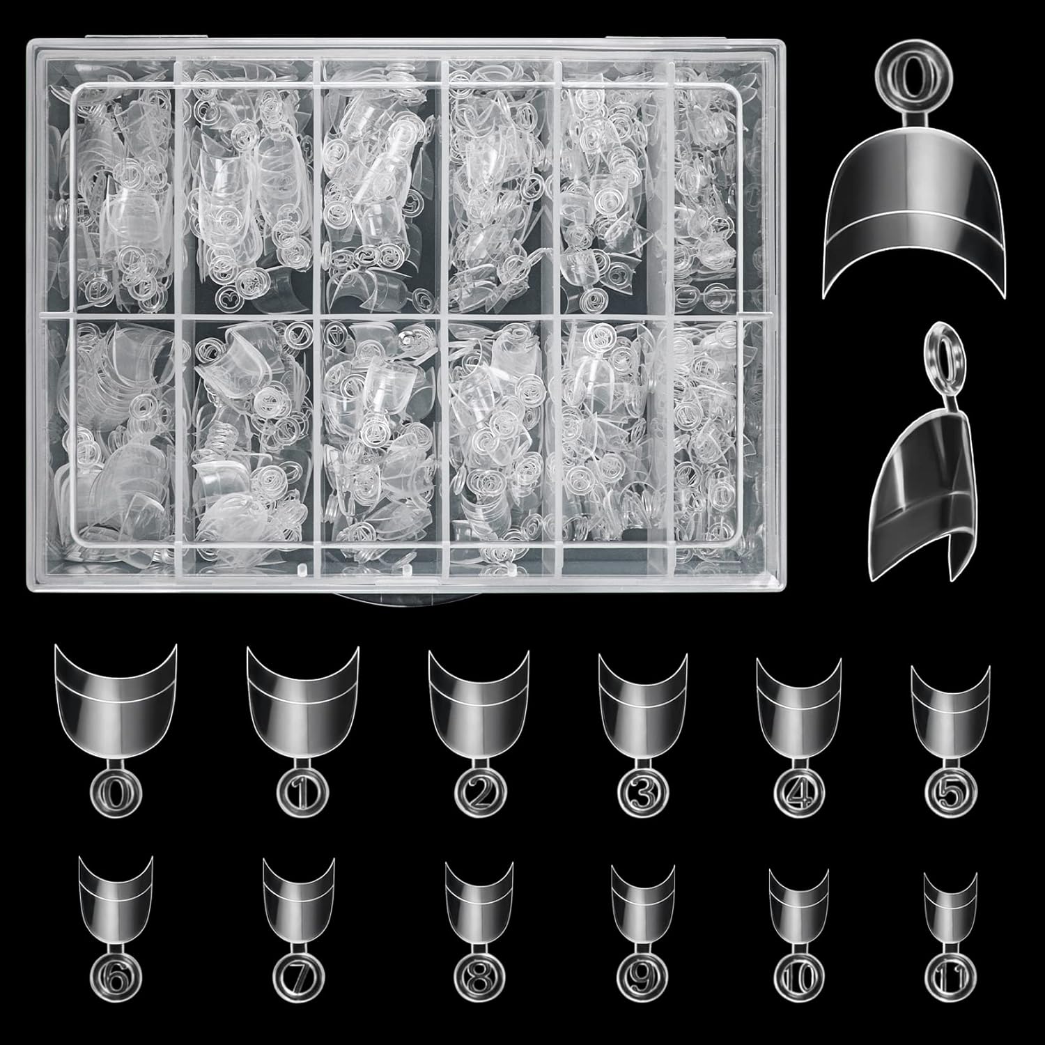 Buqikma Nail Tips Short Oval – 600PCS French Tips Round Shape Half Cover False Acrylic Nails Artificial Tips for DIY & Salon (with Handle – Clear)