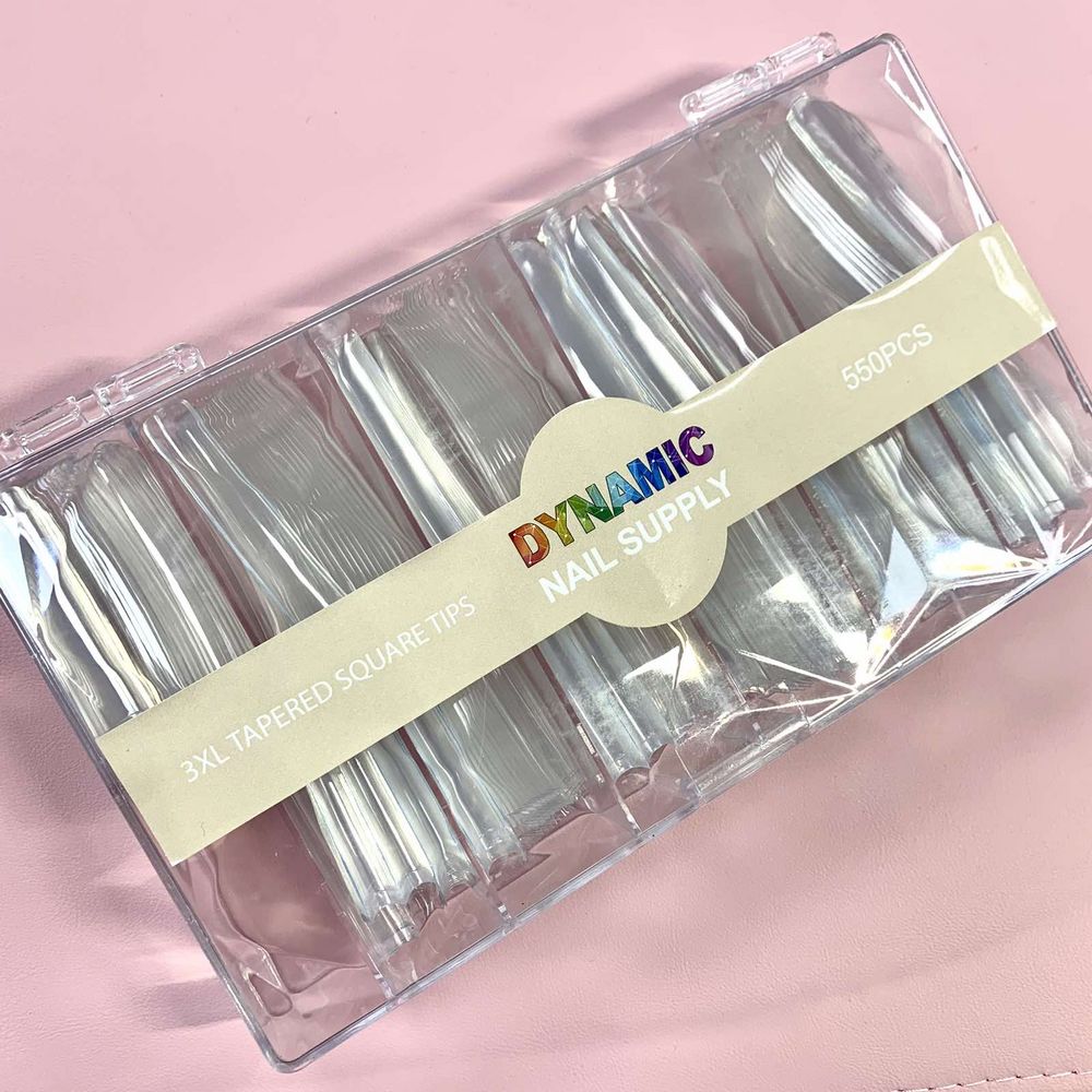 Clear 3XL tapered square nail tips box - 12