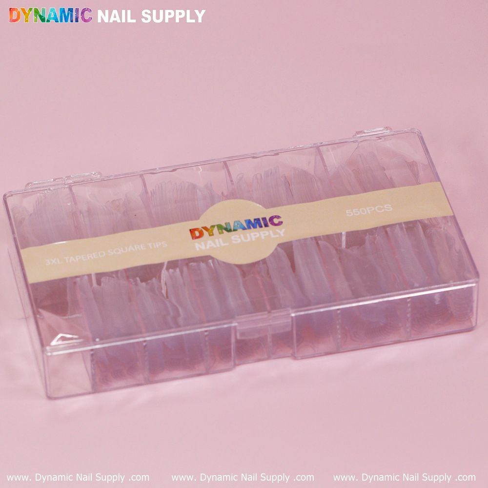 Clear 3XL tapered square nail tips box - 18