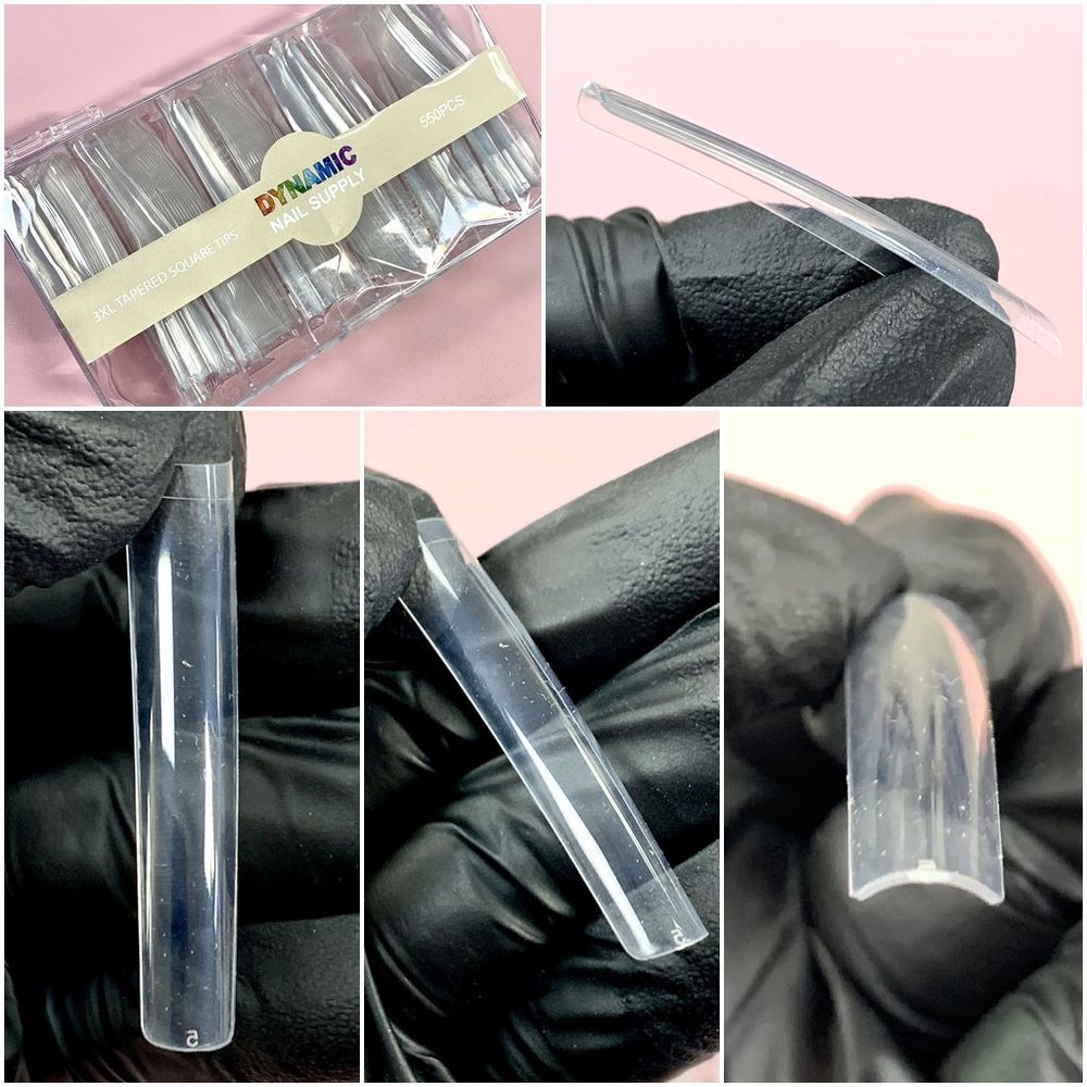 Clear 3XL tapered square nail tips box - 3