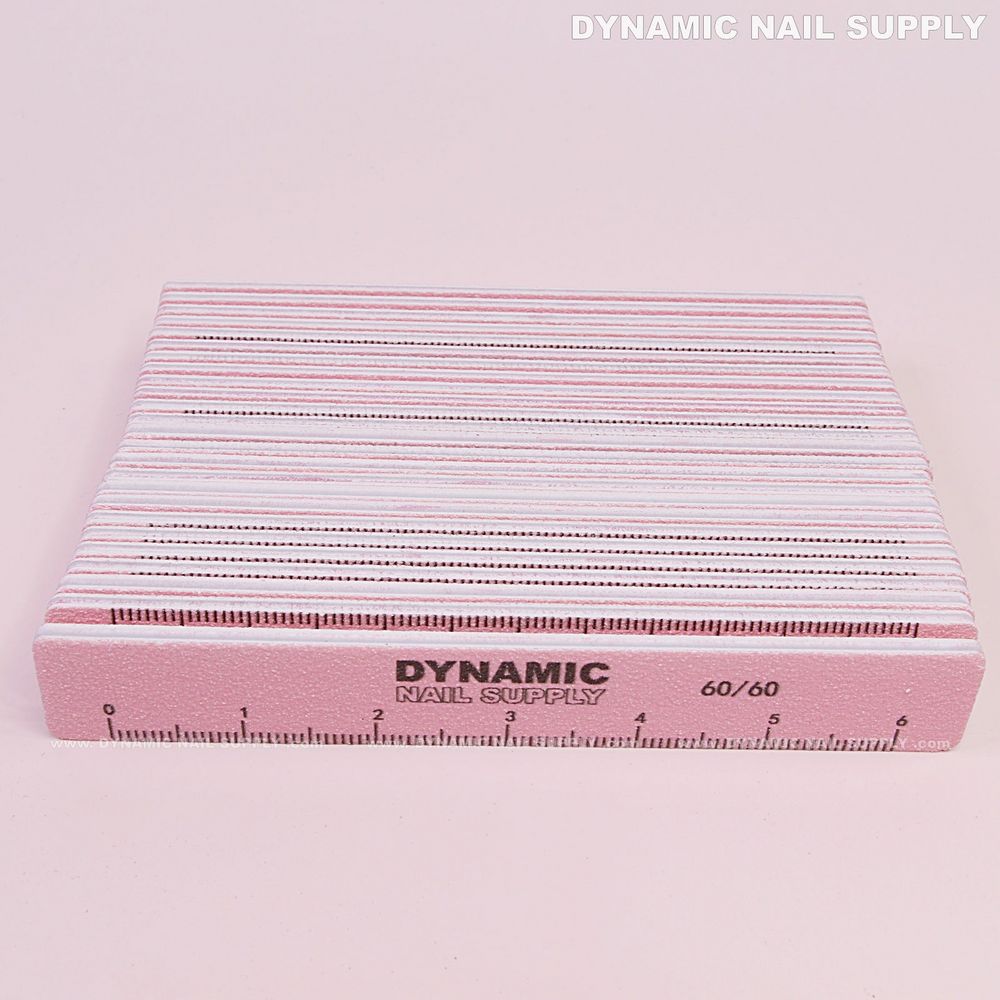 Pink 60/60 square nail files pack - 4
