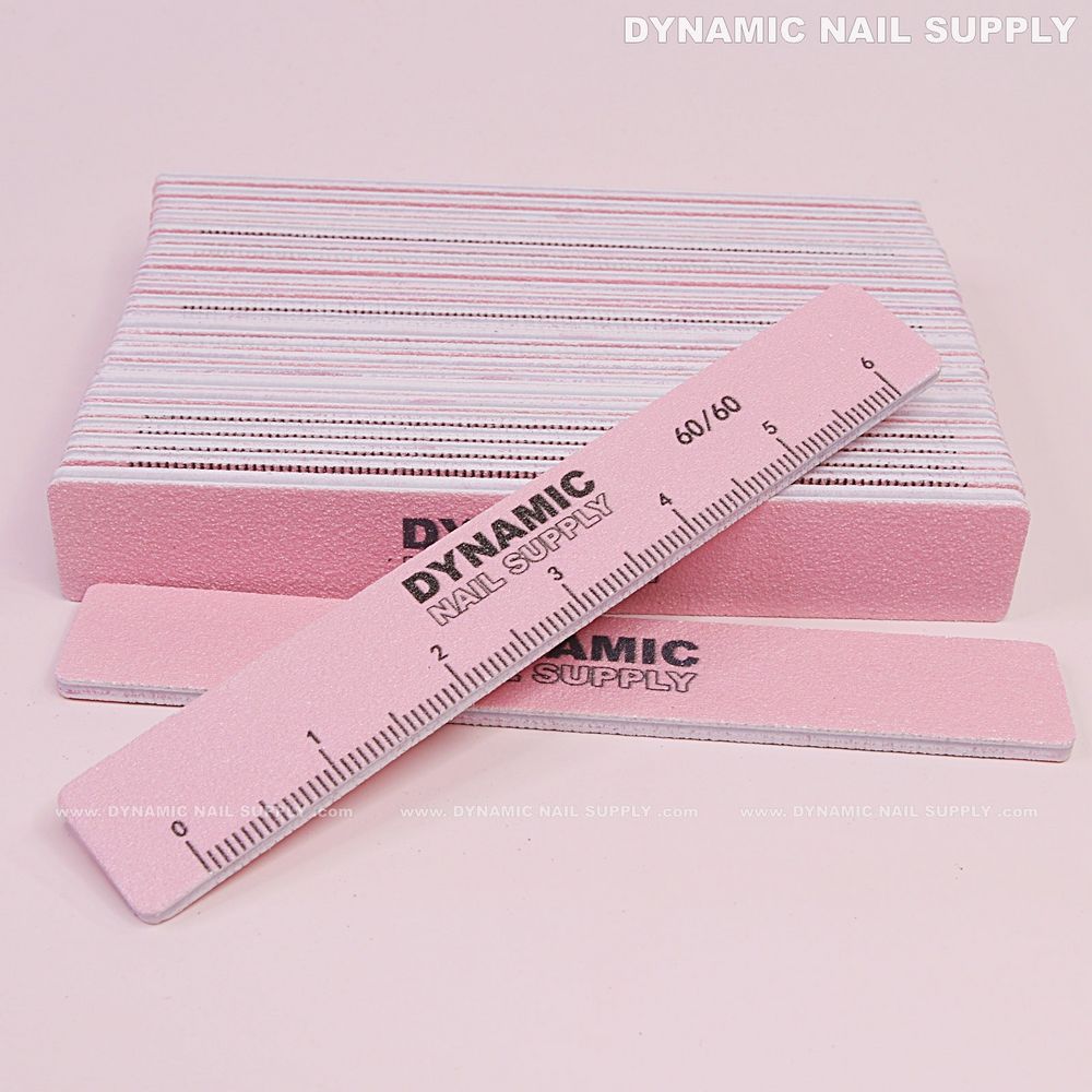 Pink 60/60 square nail files pack - 6