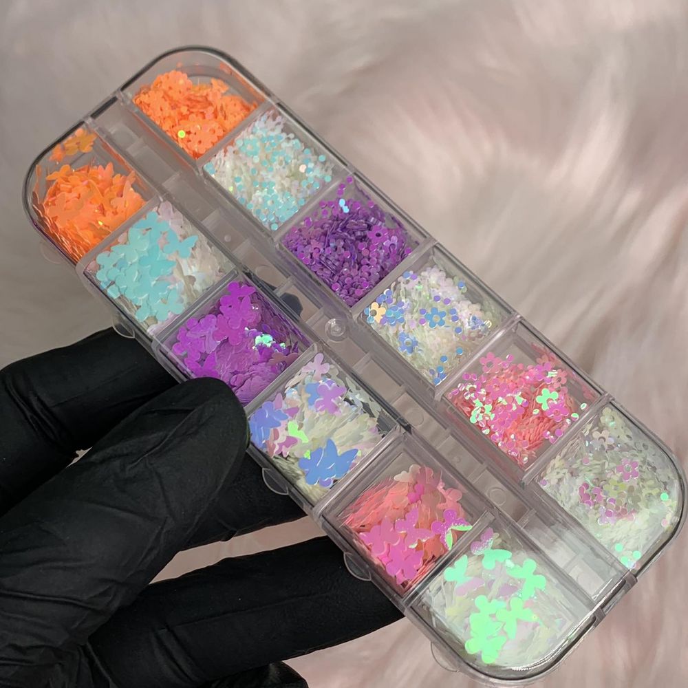 butterfly and flower nail sequins mix - 2