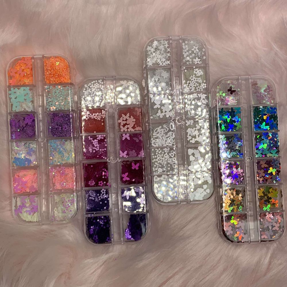 butterfly and flower nail sequins mix - 3