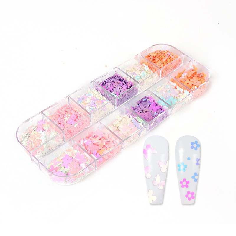 butterfly and flower nail sequins mix - 4