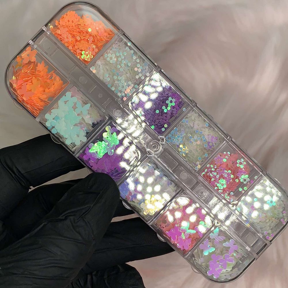 butterfly and flower nail sequins mix - 5