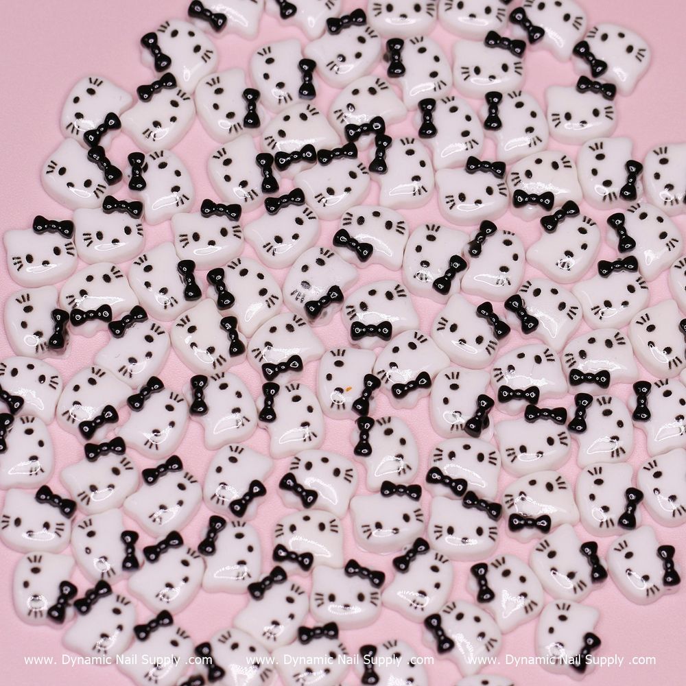 Cute Black Hello Kitty Nail Charms — 100 Resin Pieces