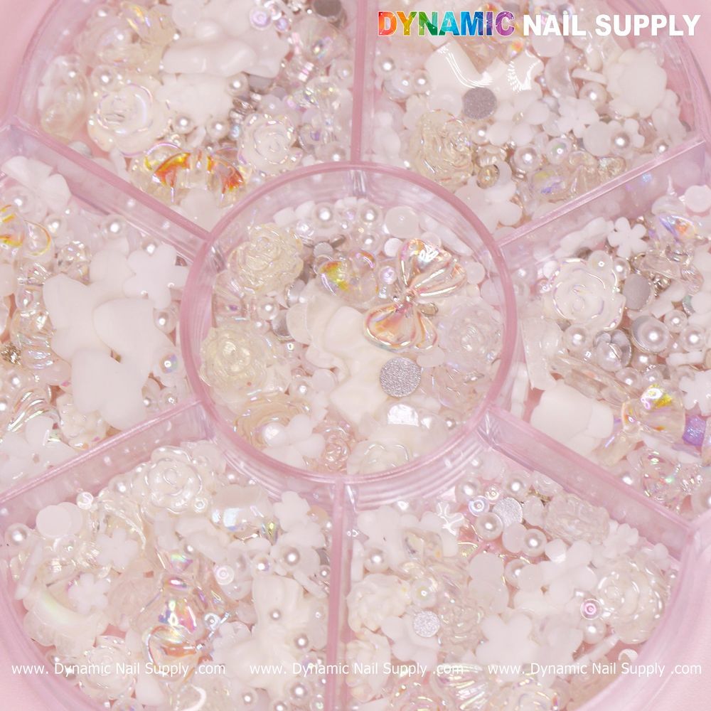 iridescent white 3D resin charms - 10