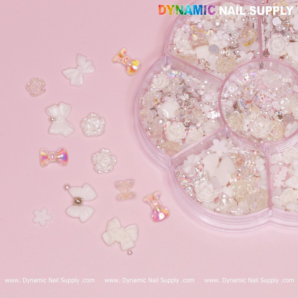 iridescent white 3D resin charms - 12