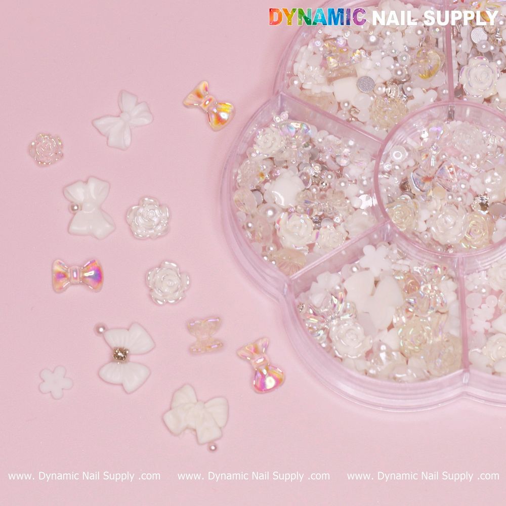 iridescent white 3D resin charms - 13