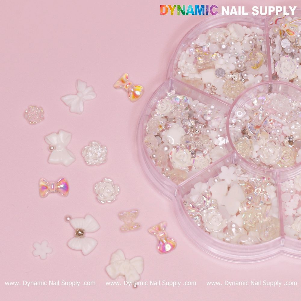 iridescent white 3D resin charms - 14