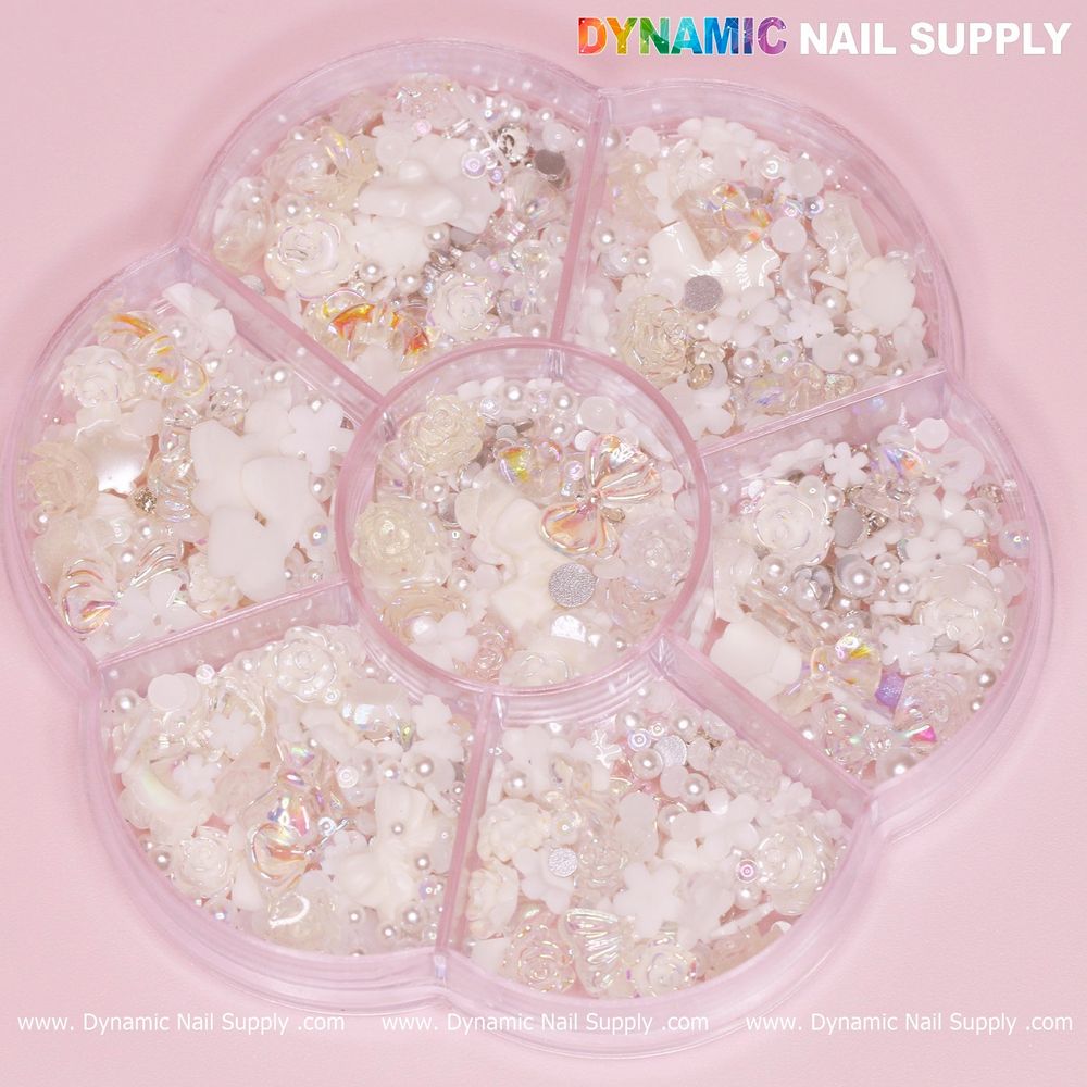 iridescent white 3D resin charms - 2