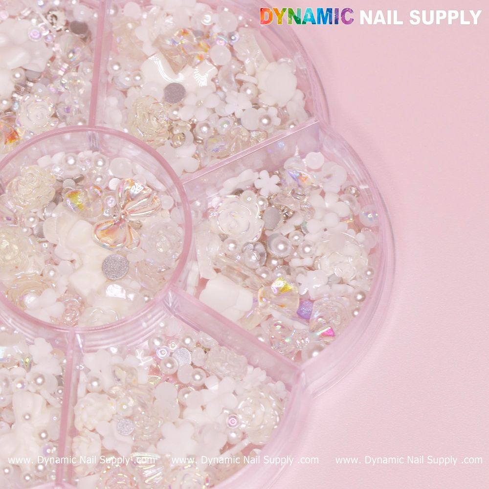 iridescent white 3D resin charms - 3