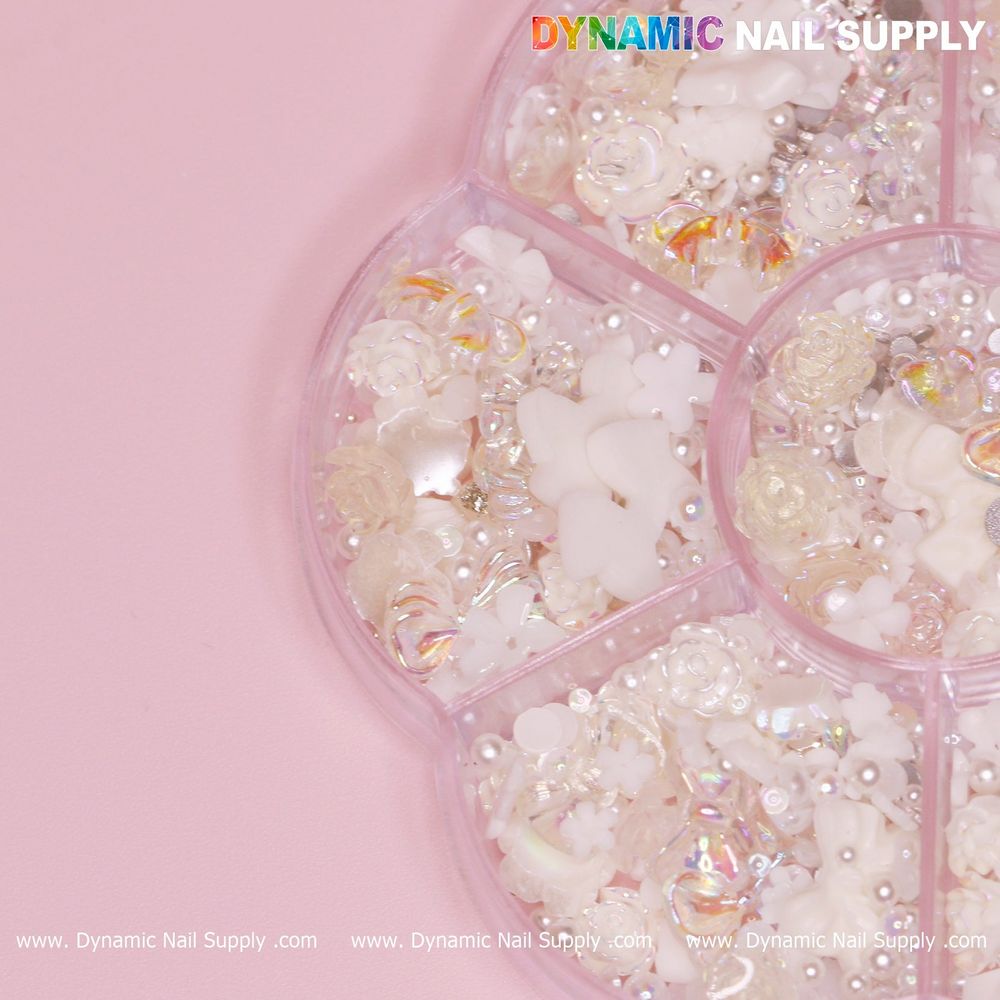 iridescent white 3D resin charms - 4