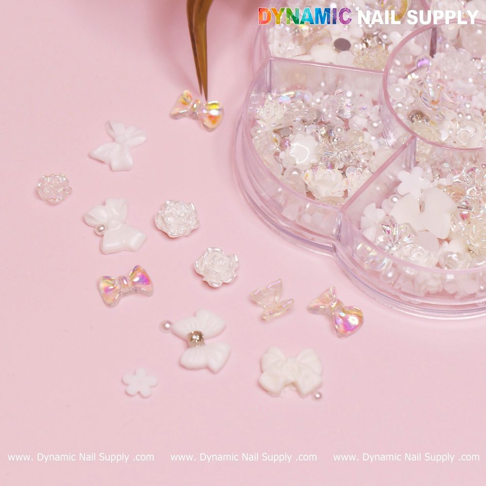 iridescent white 3D resin charms - 5
