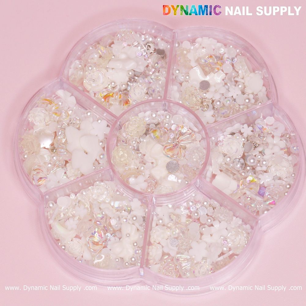 iridescent white 3D resin charms - 6