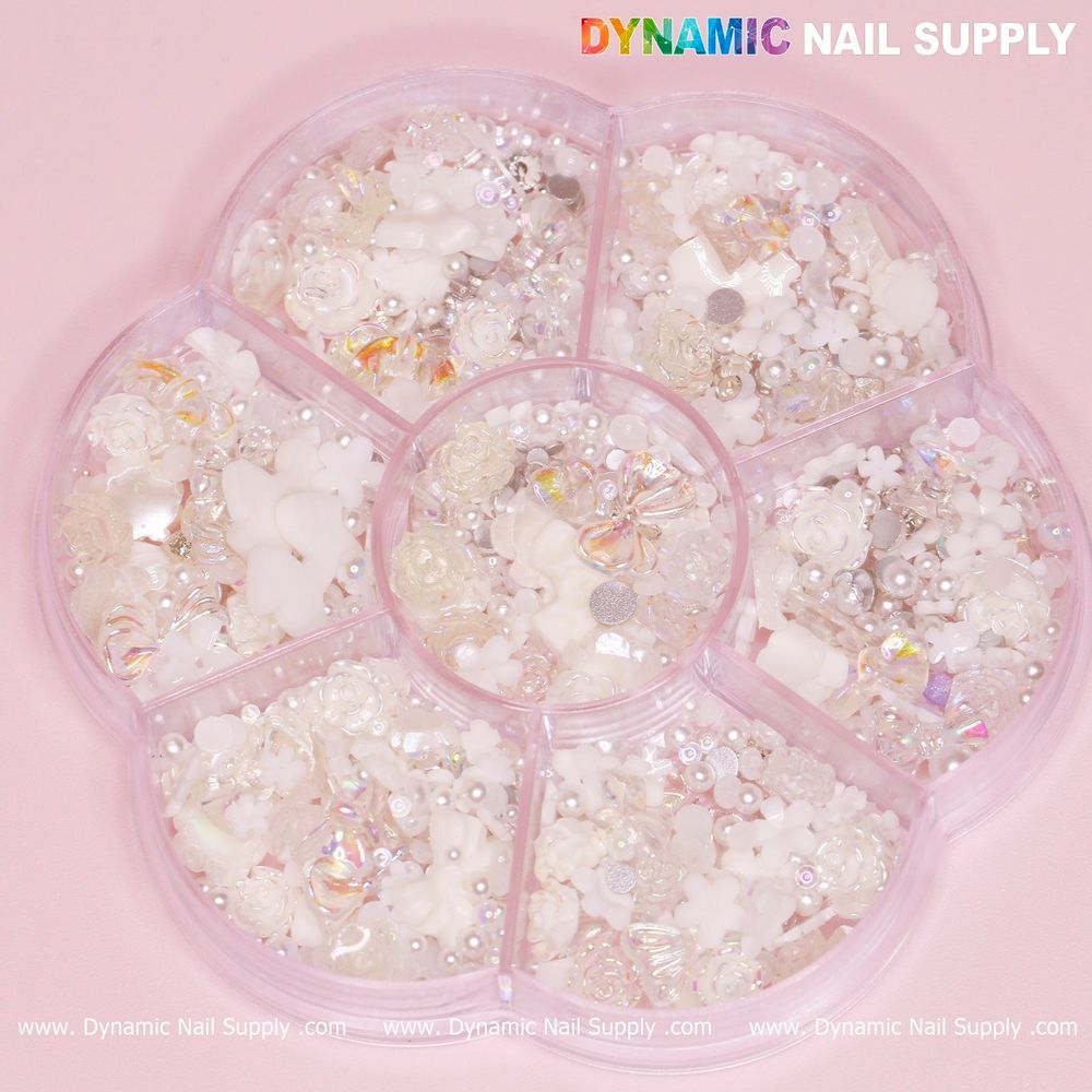iridescent white 3D resin charms - 7