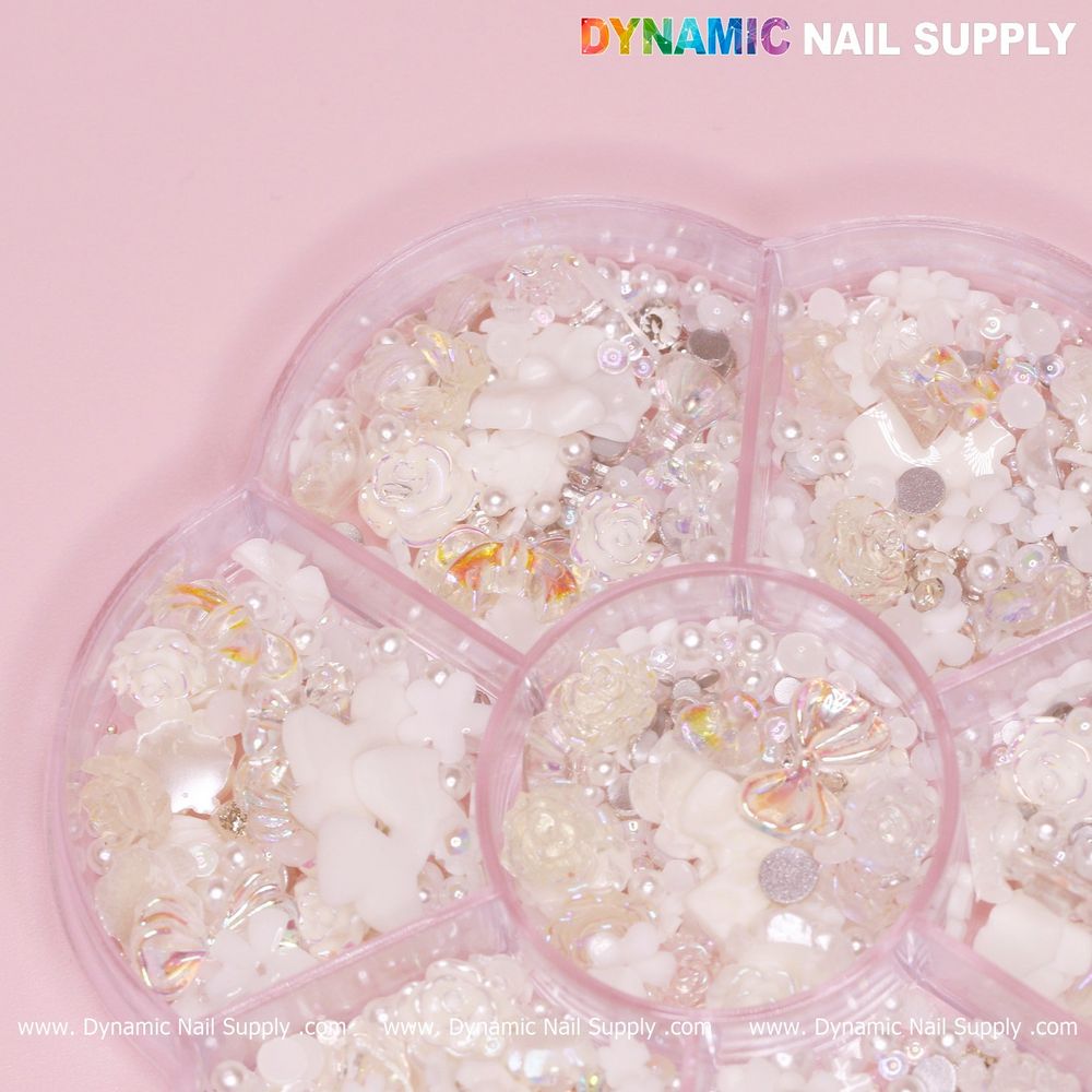 iridescent white 3D resin charms - 8