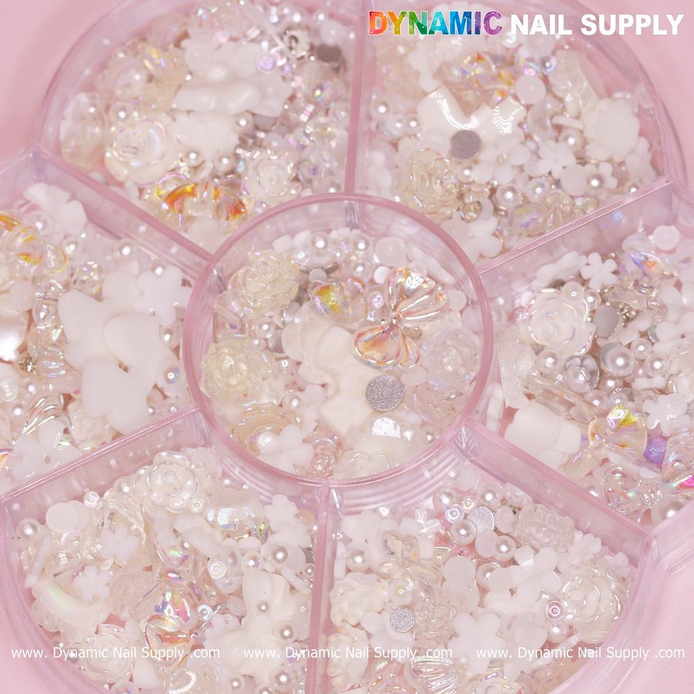 iridescent white 3D resin charms - 9