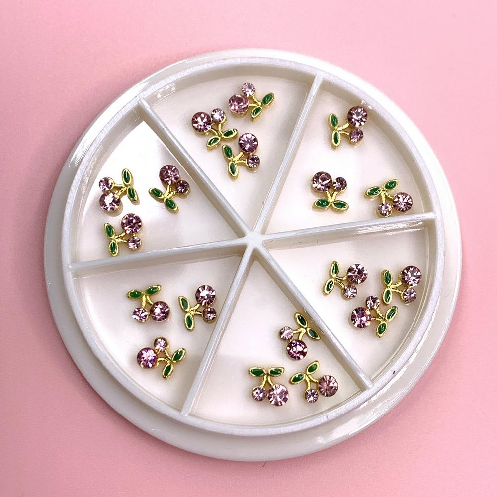 Pink Cherry Nail Charms Small 18-Piece Overview